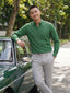 RAY LIGHT Men's Textured Print Poplin Casual Shirt – Dark Green