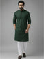 RAY LIGHT Men's 100% Cotton Solid Long Kurta with Mandarin Collar
