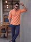 RAY LIGHT Men's Urban Fusion 100% Cotton Solid Short Kurta – Mandarin Collar with Roll-Up Sleeves