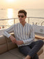RAY LIGHT Men's Classic Vertical Stripe Cotton Short Kurta – White & Blue