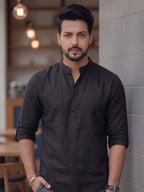 Men's Signature 100% Cotton Short Kurta | Mandarin Collar | RAY LIGHT