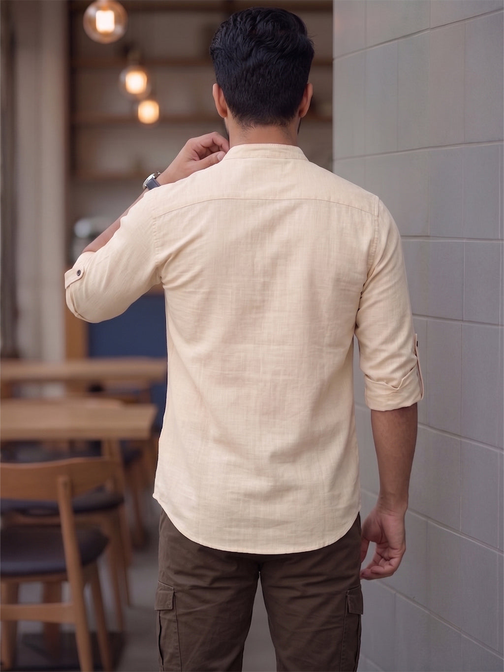 Men's Signature 100% Cotton Short Kurta | Mandarin Collar | RAY LIGHT