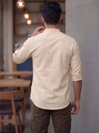 Men's Signature 100% Cotton Short Kurta | Mandarin Collar | RAY LIGHT
