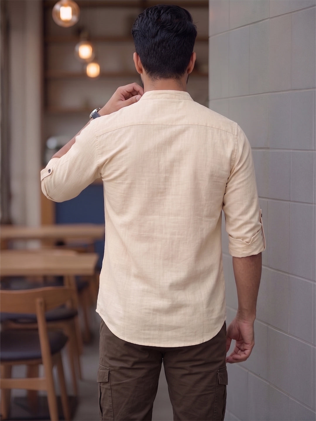 Men's Signature 100% Cotton Short Kurta | Mandarin Collar | RAY LIGHT