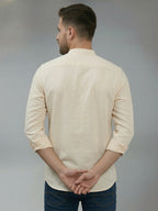 RAY LIGHT Men's Modern Solid Casual Shirt – Chinese Collar with Chest Pocket
