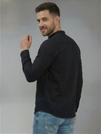 RAY LIGHT Men's Modern Solid Casual Shirt – Chinese Collar with Chest Pocket