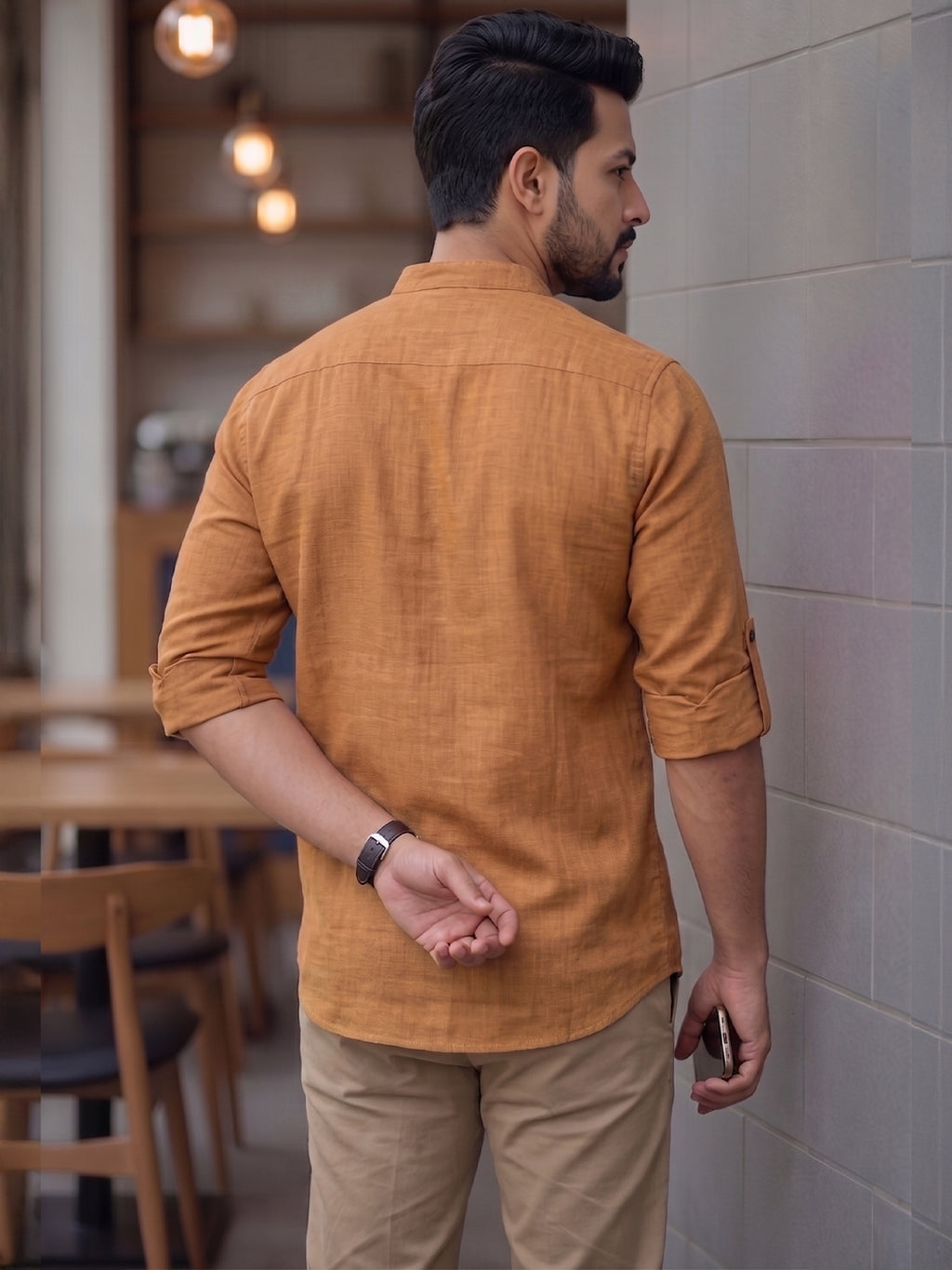 Men's Signature 100% Cotton Short Kurta | Mandarin Collar | RAY LIGHT