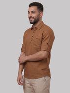 RAY LIGHT Men's Essential Solid Cotton Short Kurta – Black with Roll-Up Sleeves