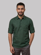 RAY LIGHT Men's Essential Solid Cotton Short Kurta – Black with Roll-Up Sleeves