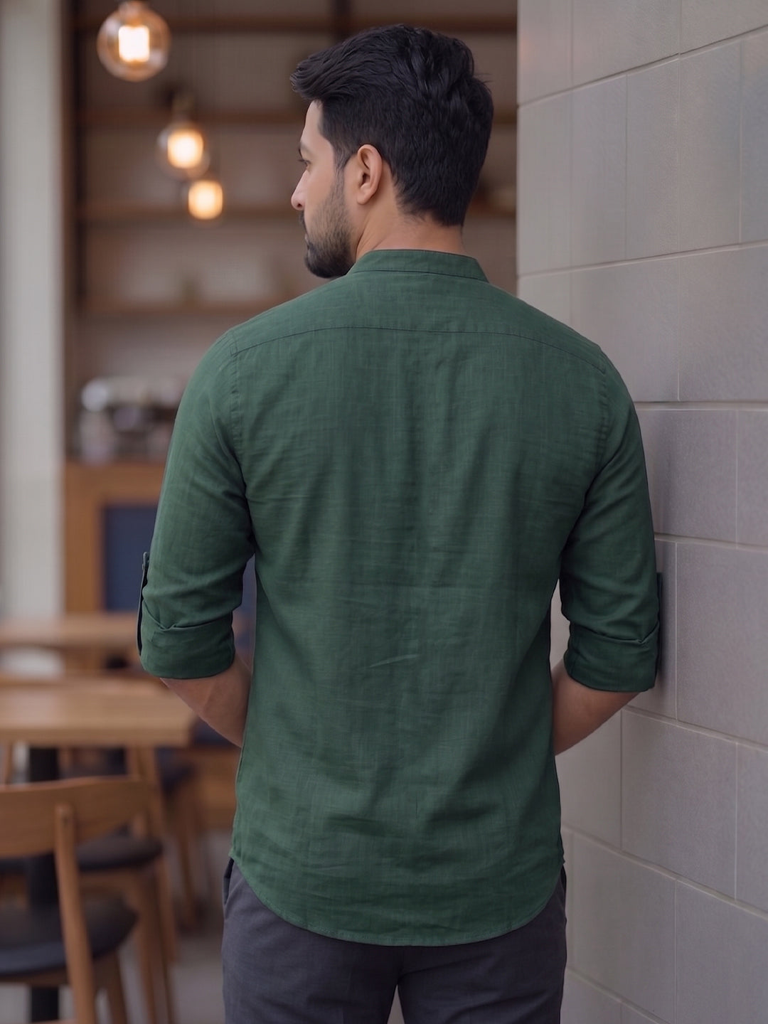 Men's Signature 100% Cotton Short Kurta | Mandarin Collar | RAY LIGHT