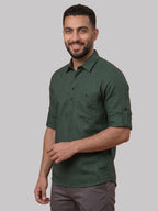 RAY LIGHT Men's Essential Solid Cotton Short Kurta – Black with Roll-Up Sleeves