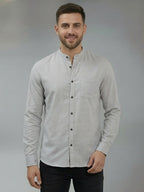 RAY LIGHT Men's Modern Solid Casual Shirt – Chinese Collar with Chest Pocket