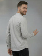 RAY LIGHT Men's Modern Solid Casual Shirt – Chinese Collar with Chest Pocket