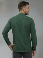 RAY LIGHT Men's Modern Solid Casual Shirt – Chinese Collar with Chest Pocket
