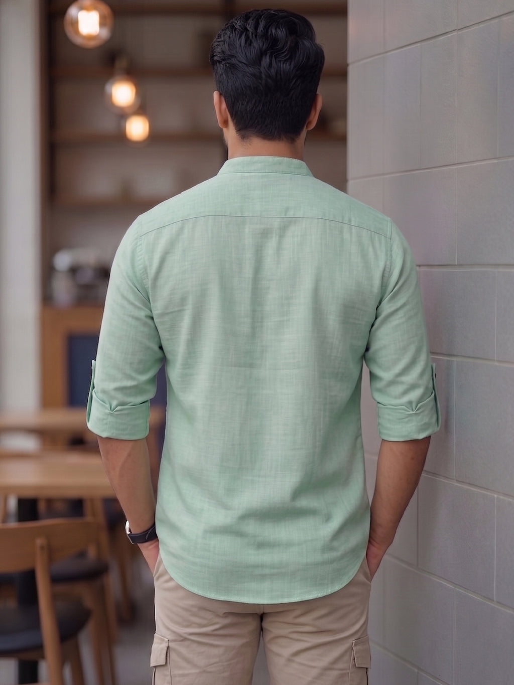 Men's Signature 100% Cotton Short Kurta | Mandarin Collar | RAY LIGHT