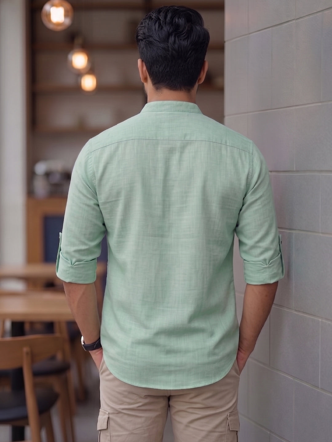 Men's Signature 100% Cotton Short Kurta | Mandarin Collar | RAY LIGHT