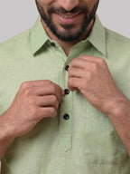 RAY LIGHT Men's Essential Solid Cotton Short Kurta – Black with Roll-Up Sleeves