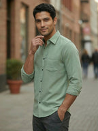 RAY LIGHT Men's Essential Solid Formal Shirt – Spread Collar & Functional Chest Pocket