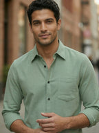RAY LIGHT Men's Essential Solid Formal Shirt – Spread Collar & Functional Chest Pocket
