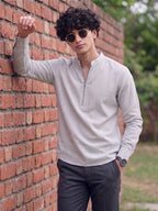 RAY LIGHT Men's Modern Zip-Neck Solid Cotton Short Kurta – Light Pink