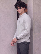 RAY LIGHT Men's Modern Zip-Neck Solid Cotton Short Kurta – Light Pink