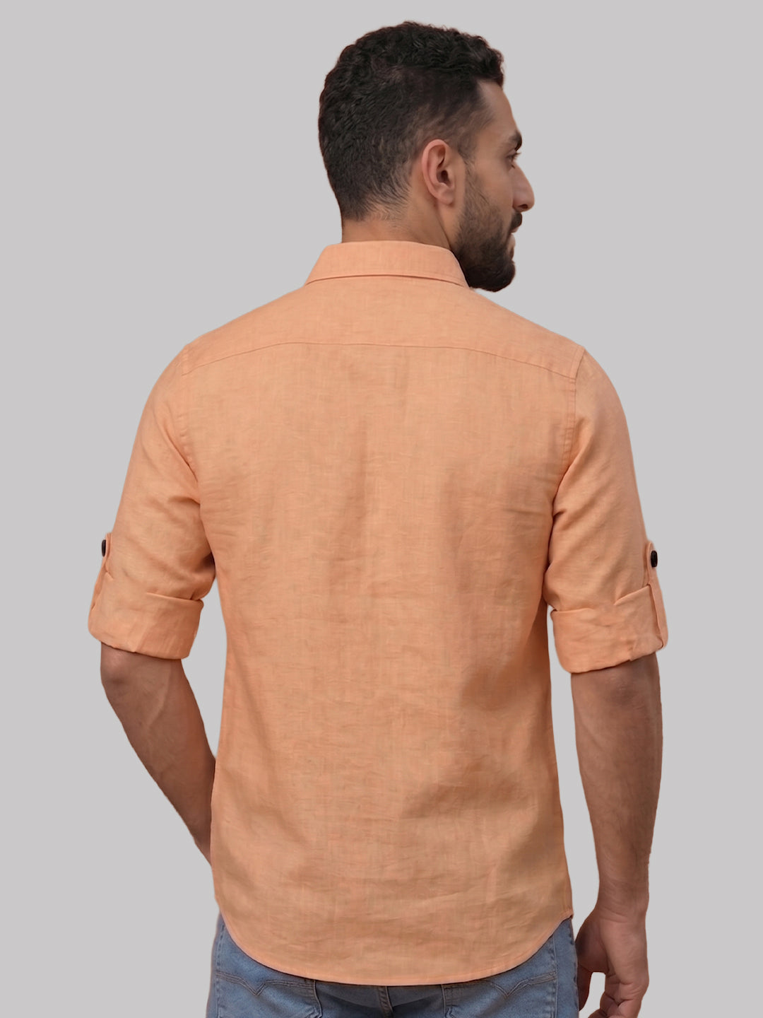 RAY LIGHT Men's Essential Solid Cotton Short Kurta – Mint Green with Roll-Up Sleeves