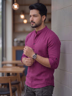 RAY LIGHT Men's Core Essential 100% Cotton Solid Short Kurta – Mandarin Collar with Roll-Up Sleeves