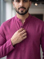 RAY LIGHT Men's Essential Solid Cotton Short Kurta – Light Grey with Cuffless Sleeves