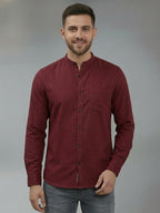 RAY LIGHT Men's Signature Solid Casual Shirt – Chinese Collar with Chest Pocket