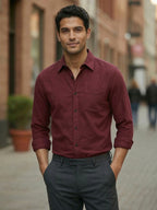 RAY LIGHT Men's Essential Solid Formal Shirt – Spread Collar & Functional Chest Pocket