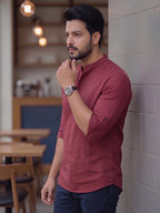 RAY LIGHT Men's Core Essential 100% Cotton Solid Short Kurta – Mandarin Collar with Roll-Up Sleeves