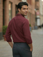 RAY LIGHT Men's Essential Solid Formal Shirt – Spread Collar & Functional Chest Pocket