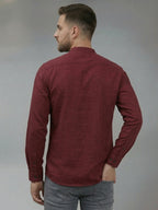 RAY LIGHT Men's Signature Solid Casual Shirt – Chinese Collar with Chest Pocket