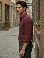 RAY LIGHT Men's Essential Solid Formal Shirt – Spread Collar & Functional Chest Pocket