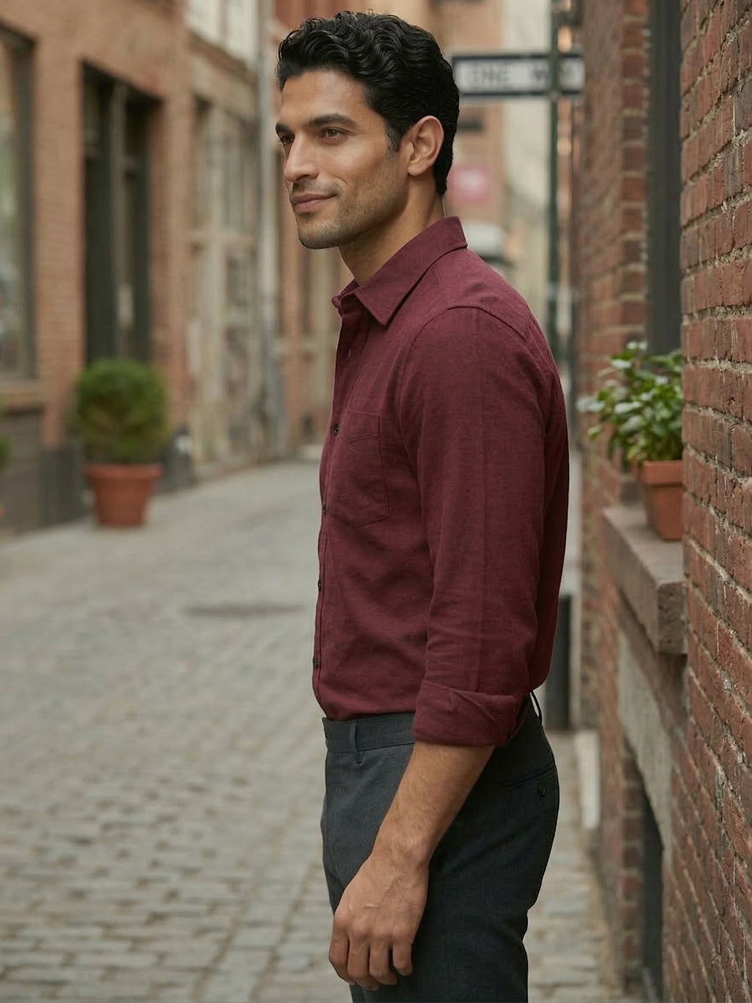 RAY LIGHT Men's Essential Solid Formal Shirt – Spread Collar & Functional Chest Pocket