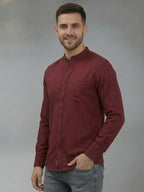 RAY LIGHT Men's Signature Solid Casual Shirt – Chinese Collar with Chest Pocket