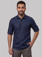 RAY LIGHT Men's Essential Solid Cotton Short Kurta – Magenta with Roll-Up Sleeves