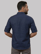 RAY LIGHT Men's Essential Solid Cotton Short Kurta – Magenta with Roll-Up Sleeves