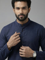 RAY LIGHT Men's 100% Cotton Solid Long Kurta with Mandarin Collar