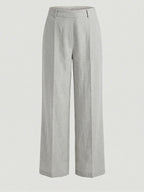 Ray Light Women’s Linen Wide-Leg Trousers | Solid Light Grey Formal & Casual Pants