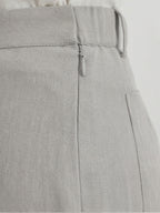 Ray Light Women’s Linen Wide-Leg Trousers | Solid Light Grey Formal & Casual Pants