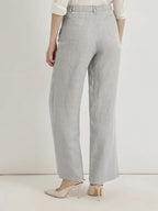 Ray Light Women’s Linen Wide-Leg Trousers | Solid Light Grey Formal & Casual Pants