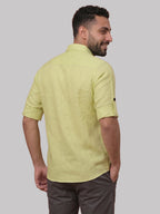 RAY LIGHT Men's Essential Solid Cotton Short Kurta – Mint Green with Roll-Up Sleeves