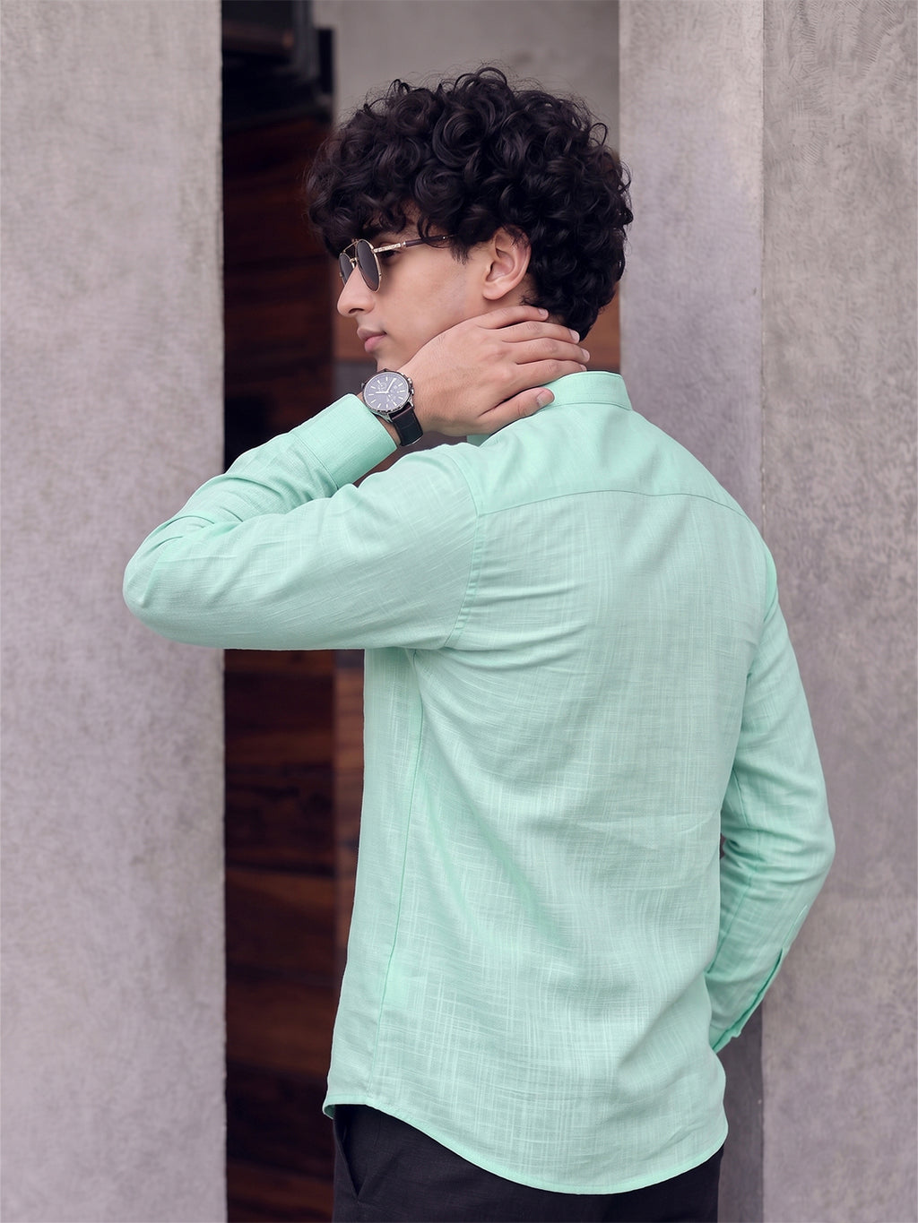 RAY LIGHT Men's Modern Zip-Neck Solid Cotton Short Kurta – Navy Blue