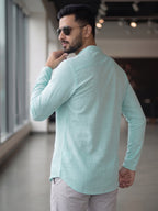 RAY LIGHT Men's Essential Solid Cotton Short Kurta – Soft Peach Orange with Cuffless Sleeves