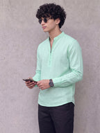 RAY LIGHT Men's Modern Zip-Neck Solid Cotton Short Kurta – Navy Blue