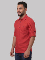 RAY LIGHT Men's Essential Solid Cotton Short Kurta – Mint Green with Roll-Up Sleeves
