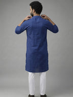 RAY LIGHT Men's 100% Cotton Solid Long Kurta with Mandarin Collar