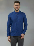 RAY LIGHT Men's Signature Solid Casual Shirt – Chinese Collar with Chest Pocket