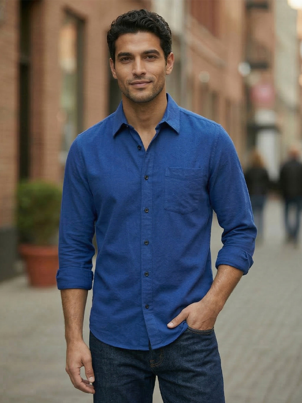 RAY LIGHT Men's Essential Solid Formal Shirt – Spread Collar & Functional Chest Pocket